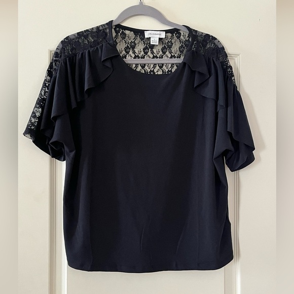 Calligraphie Brand Black with Lace Blouse women’s size Large - Picture 1 of 12